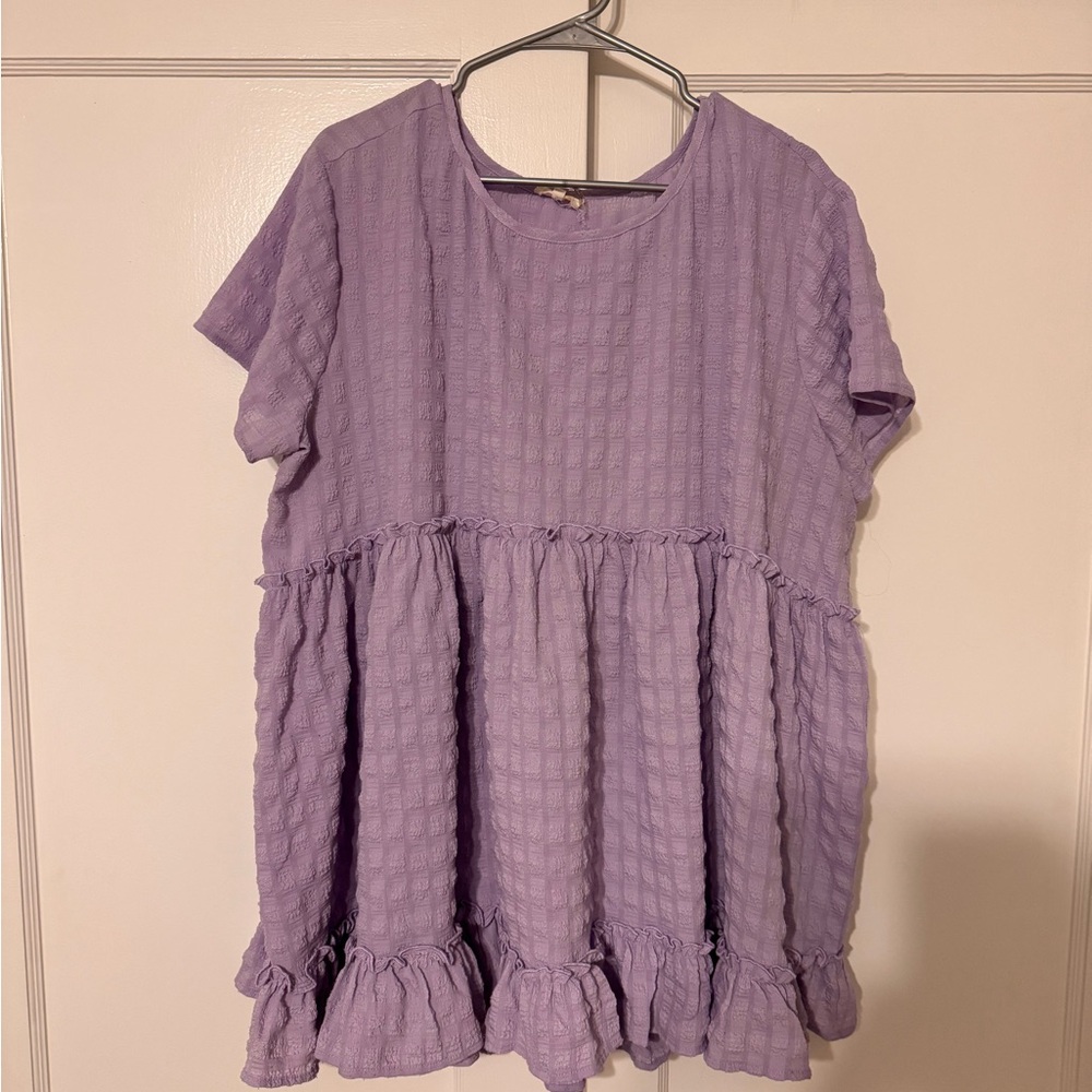 Entro Lavender Babydoll Tunic with Ruffle Hem